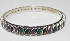 Emerald Ruby sapphir Bengle 925 sterling silver jewelry handmade Bengle size 2-5