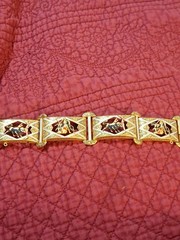 Rare Vintage Spanish Toledo Bracelet – Gold with Damascus Black Enamel Vtg