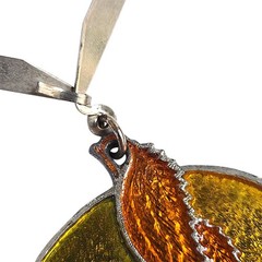Artisan Retro Yellow Apple Pendant Choker Necklace Mod Orange Drop Earrings Set