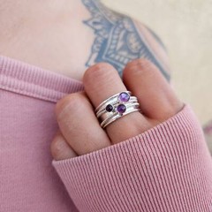 Genuine Amethyst Spinner Ring 925 Sterling Silver Meditation Ring Fidget Ring