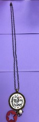 Plunder Patriotic Pendant Necklace Red Star Charm Brass Pearl Glass (AW42)