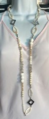 Costume Fashion Jewelry Necklace Pre-owned 48 in long Chico’s ivory asymmetric