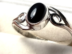 CUTE BLACK ONYX IN TRENDY STERLING SILVER.925 RING SIZE 7.0-7.25 AND 9.25-9.5!