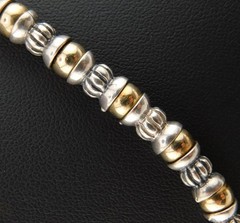 Artisan Lindy Freed 925 Sterling Silver & Gold Beaded Toggle Necklace 16.25 in