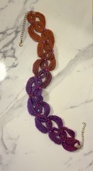 Handcrafted Purple to Orange Yarn w/ Glass Beads Asymmetrical Necklace