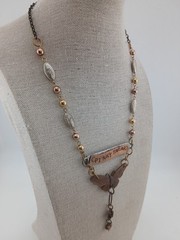 UNIQUE mixed metals inspirational ‘ PINKY SWEAR’ butterfly pendant necklace