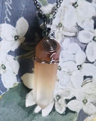Himalayan Raw natural red quartz crystal point wire wrapped pendant necklace