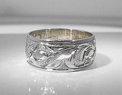 8MM BM SOLID 925 STERLING SILVER CUSTOM PERSONALIZED HAWAIIAN BLACK ENAMEL RING