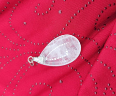 Natural Clear Quartz Crystal Gemstone Tumbled Polished Teardrop Pendant