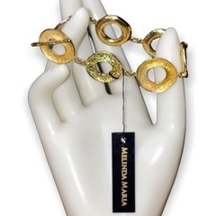 Melinda Maria Gold Plated Circle Link Emerald Green Pave Crystal Toggle Bracelet