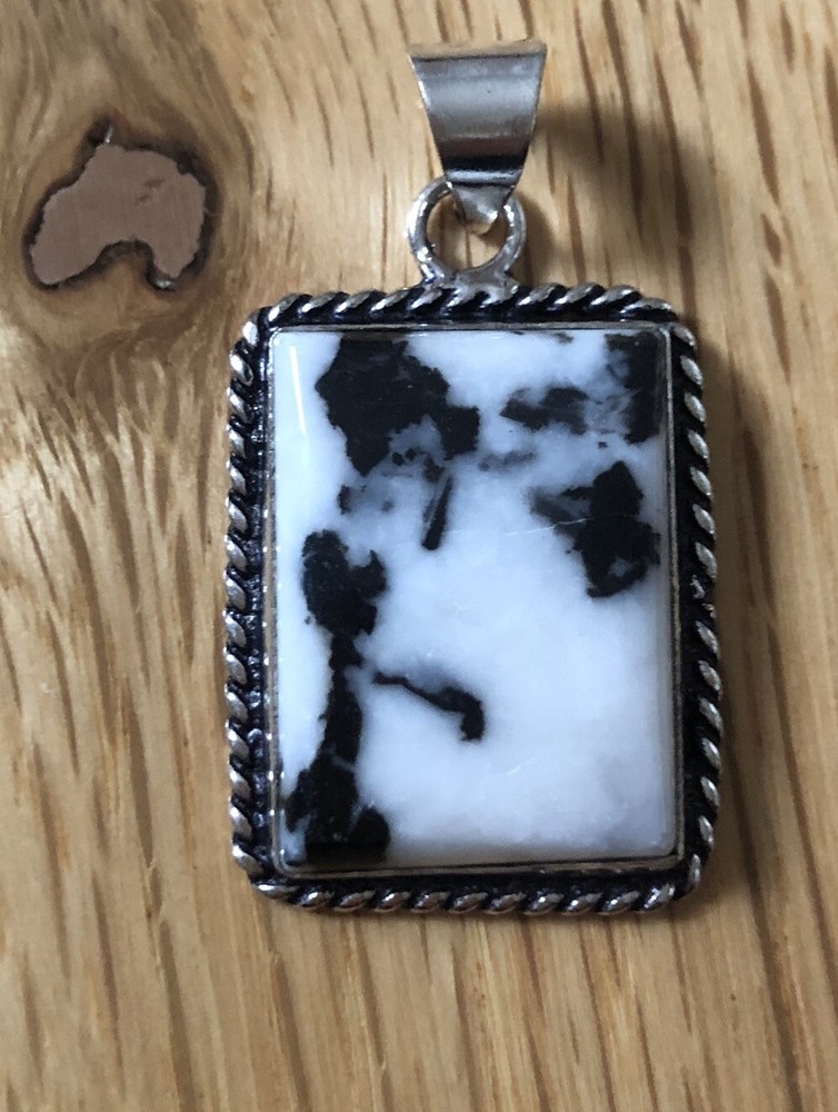 White Buffalo Turquoise Rectangular 1.5” Pendant Artisan Handmade