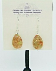 Sterling Silver Natural EPIDOTE Teardrop Dangle Earrings #1591…Handmade USA