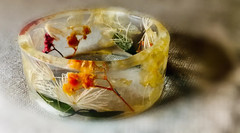 Delicate Handmade Resin Bangles with Real White & Pink Dried Flowers — Symbolic