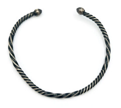Two Unisex Hand Wrought Oxidized Sterling Silver Twisted Cuff Bracelets 7 in