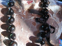 Handmade Black Tagua Nut Necklace 32″ With Black Ribbon