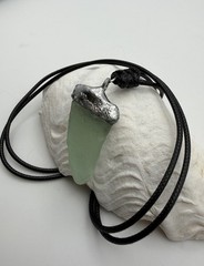 Sea Foam Green Frosted Sea Glass Pendant Necklace