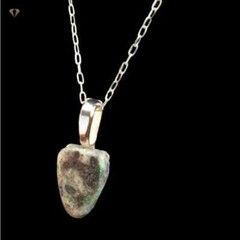 Boulder Opal Necklace- Rounded Triangle Shape on Bail, 1.4mm Oval Flat 16″ .925