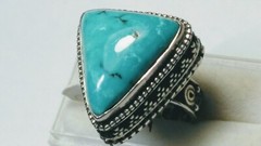 GRAND NATURAL TURQUOISE IN STERLING SILVER.925 AESTHETIC RING SIZE 6.0-6.25!