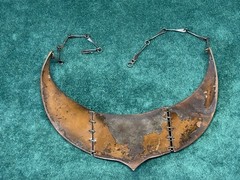 Dramatic Brutal Brass & Stone Collar Necklace Artist Made No Mark