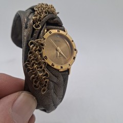 Vintage Baroni Artisan Leather Cuff Watch – Bronze Metallic Chainmail Wrap -…