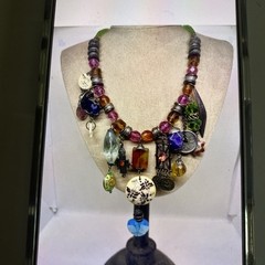 Vtg Handcrafted Necklace Artist Coup De Soleil France 45-50cm 10cm drop Glass