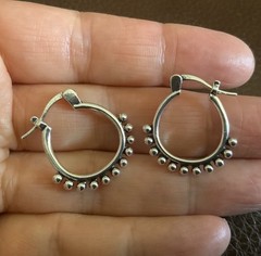 Sundance Balinese Silver Hoop Earrings Geometric Catalog Boho Tribal VTG Ethnic