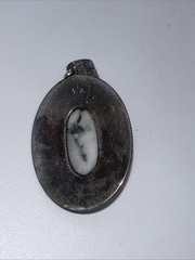 Artisan Crafted White Buffalo Pendant in Sterling Silver 9.30 ctw