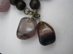 Brass Wired Tumbled AMETRINE & Other Hard Stone Quartz Healing Crystal Necklace