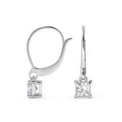 1 Ct Princess Cut Diamond Earrings VS1 D Leverback White Gold 14k