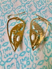 WILD BRYD EARRINGS Lizard Iguana Fresh Water Pearls SIGNED