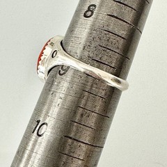 Red Spiny Oyster Navajo Band Sz 9 Ring 15mm Signed ML Handmade Native American