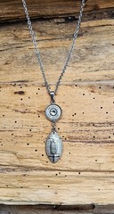 Stainless Steel Bullet Necklace with Football Charms. Optional Crystal.