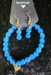 Bright Blue Handmade Jewelry Bracelet & Earrings Set North Star Jewelry & More