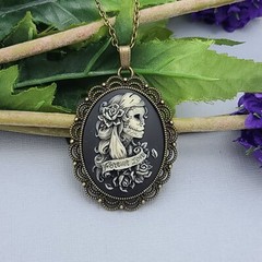 Antiqued Brass Vintage Style Cameo Necklace. (Forever Love).