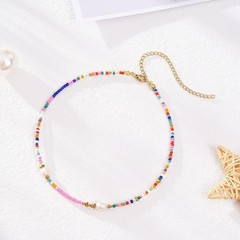Handmade Freshwater Pearl Beaded Necklace for Women Colorful Glass KKWX920AMZ