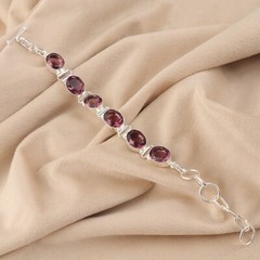Natural Rhodolite Gemstone bracelet 925 Sterling Silver Mother’s Day Gift