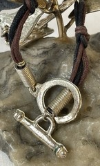 90s Artisan Abstract Jewelry Set Earrings Bracelet Swirl Bronze Silver Rustic
