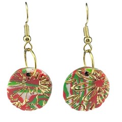 Handmade Polymer Clay 1.75in Christmas Multicolor Circular Shape Dangle Earrings