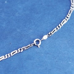19.5”, 4mm, vintage Sterling silver handmade necklace, 925 Figaro link chain