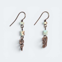 Handmade Blue Serpentine Butterfly Earrings Copper Boho Gemstone Dangle
