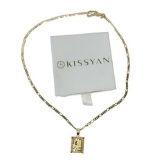 Kissyan 24k Gold Plated «R» Initial Letter Pendant 20″ Figaro Chain Necklace New