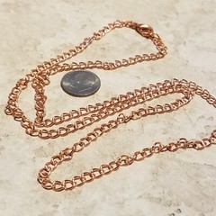 Solid Shiny Pure India Copper Metal 5x4mm Oval Link Curb Chain Necklace 18″ Long