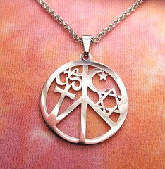 Coexist in Peace Necklace Om Cross Crescent Moon Star David Waterproof Stainless