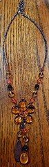 Handmade Beaded Brown/ Amber /Yellow / Orange Necklace 18″ (adjustable to 16)