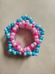 handmade Rotator Kandi, pony beads fidget stress relief pink and blue bracelet