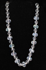 Quartz Necklace Clear Faceted Roundel Natural Gemstone Silk Knotted 20″