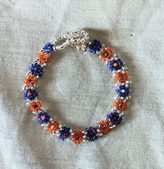 Guatemalan Beaded Daisy Chain Bracelet Handmade Floral Seed Bead Boho Jewelry