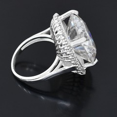 Huge 30 Ct Certificate White Diamond Solitaire Ring, Amazing Bling-FREE RESIZING