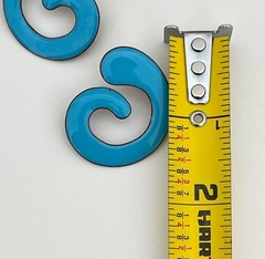 Handmade Suzan Enamel Pierced Earrings Modern Artisan Design Turquoise Enameled