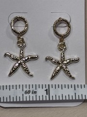 Artisan 18K Gold Plated Brass Twist Circle Post Earrings with Starfish Charms